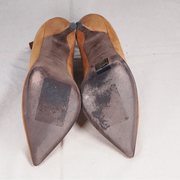 Vera Wang Brown Leather Suede Heels Made in Italy - Size 6 1/2 - Picture 12 of 15